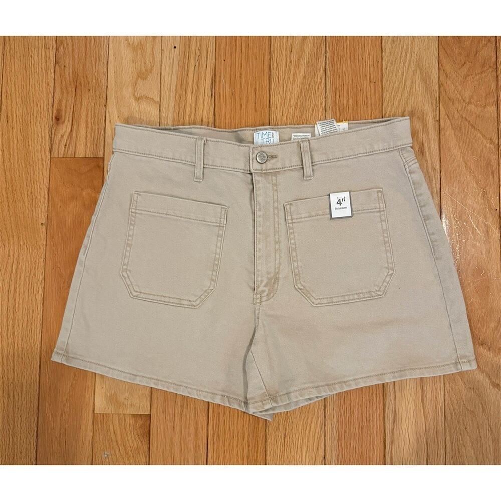 Time and Tru Denim Shorts Womens Size 14 Beige High Rise Mom 5-Pocket 4